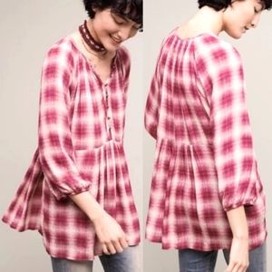 Anthropologie Maeve | Plaid Tunic Top B1